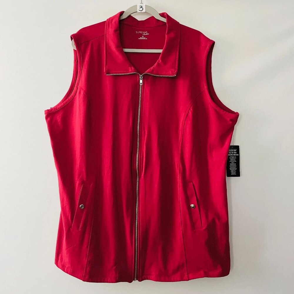 NWT Catherines Suprema Studio Womens Classic Red Zip Front Outdoors Vest Size 2X